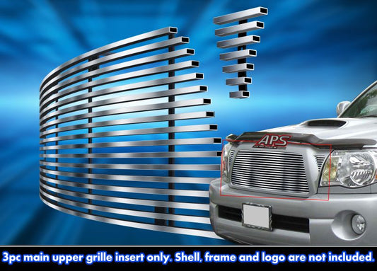 APS GR20HED60C Main Upper Stainless Steel Billet Grille Fits 2005-2010 Toyota Tacoma