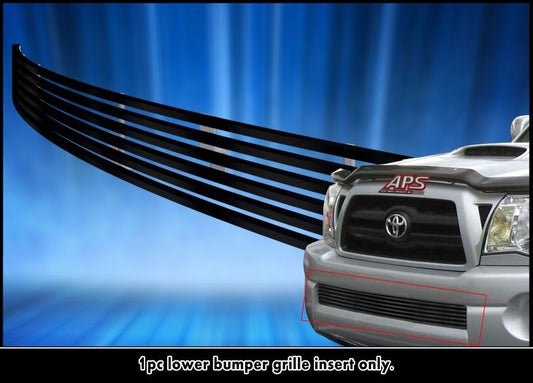 APS GR20HED61J Lower Bumper Black Stainless Steel Billet Grille Fits 2005-2011 Toyota Tacoma