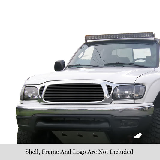 APS GR20HED65J Main Upper Black Stainless Steel Billet Grille Fits 2001-2004 Toyota Tacoma