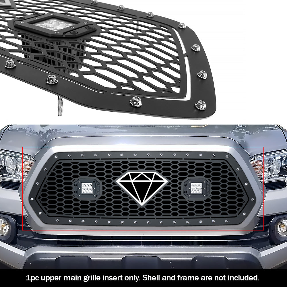 APS GR20LFC58L Main Upper Rivet Grille Fits 2016-2017 Toyota Tacoma