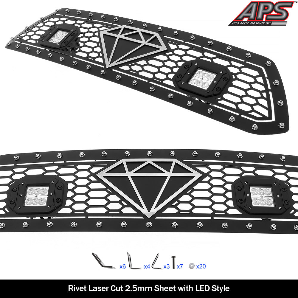 APS GR20LFI71L Main Upper Rivet Grille Fits 2012-2015 Toyota Tacoma